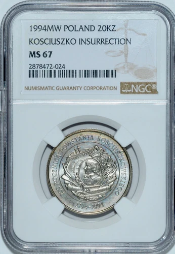 1994 Poland, 20,000 Zlotych, NGC MS 67