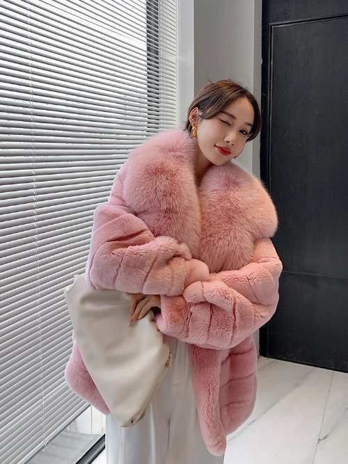 Women Real Rabbit Fur Coats Natural Full Rabbit Fur Jacket with