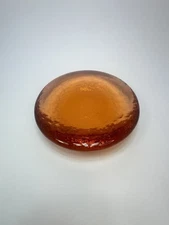 Fire And Light Recycled Art Glass Orange/copper Candle Holder Disc