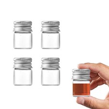 4Pcs 5ml Glass Jars with Lids Mini Glass Bottles Tiny Miniature Bottles Screw...