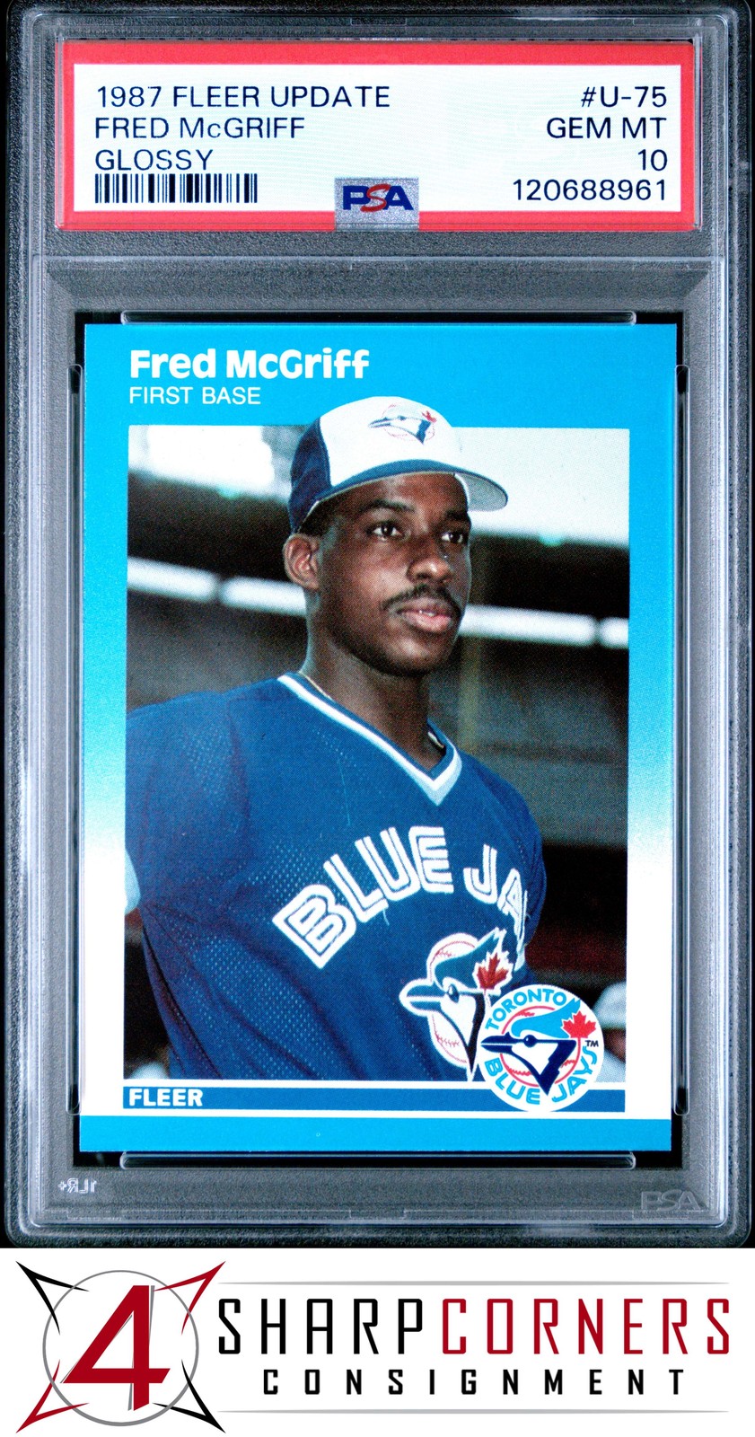 1987 FLEER UPDATE GLOSSY #U-75 FRED McGRIFF BLUE JAYS HOF PSA 10