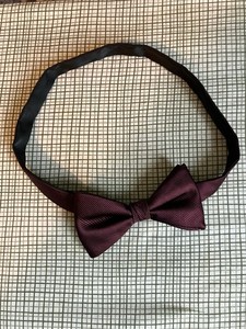 Boy’s Burgundy Striped Clip-On Adjustable Pretied Bow Tie Polyester One Size