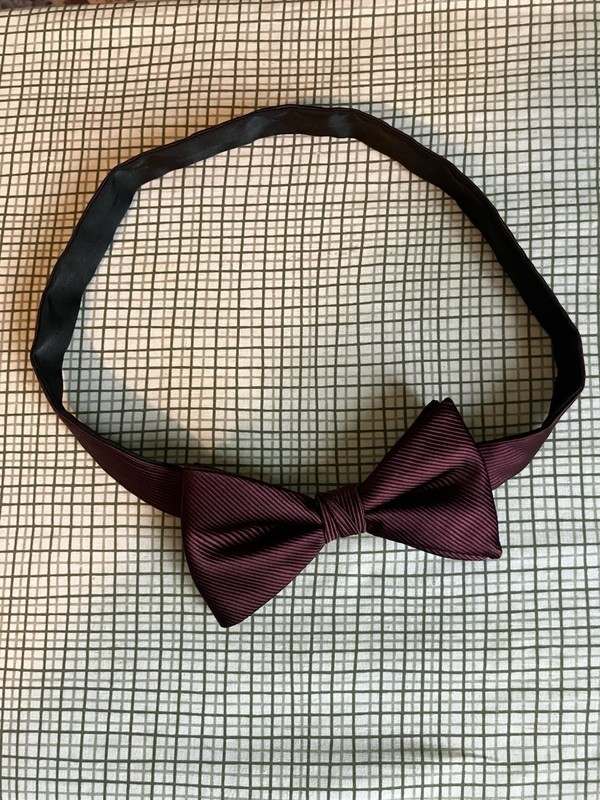 Boy’s Burgundy Striped Clip-On Adjustable Pretied Bow Tie Polyester One Size