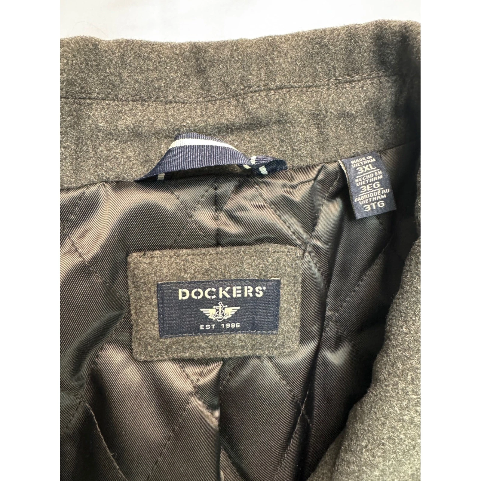 Dockers Mens Wool Blend Pea Coat Charcoal Gray Double Breasted 3XL NEW - product detail image 2