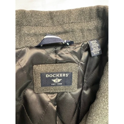 Dockers Mens Wool Blend Pea Coat Charcoal Gray Double Breasted 3XL NEW image 2