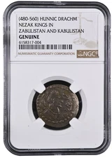 Rare Hunnic Coinage of Nezak - NGC Certified Slab (Large) | Historical Coin