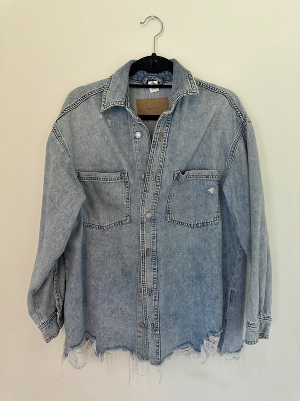 H&M Distressed Denim Oversized Button Down