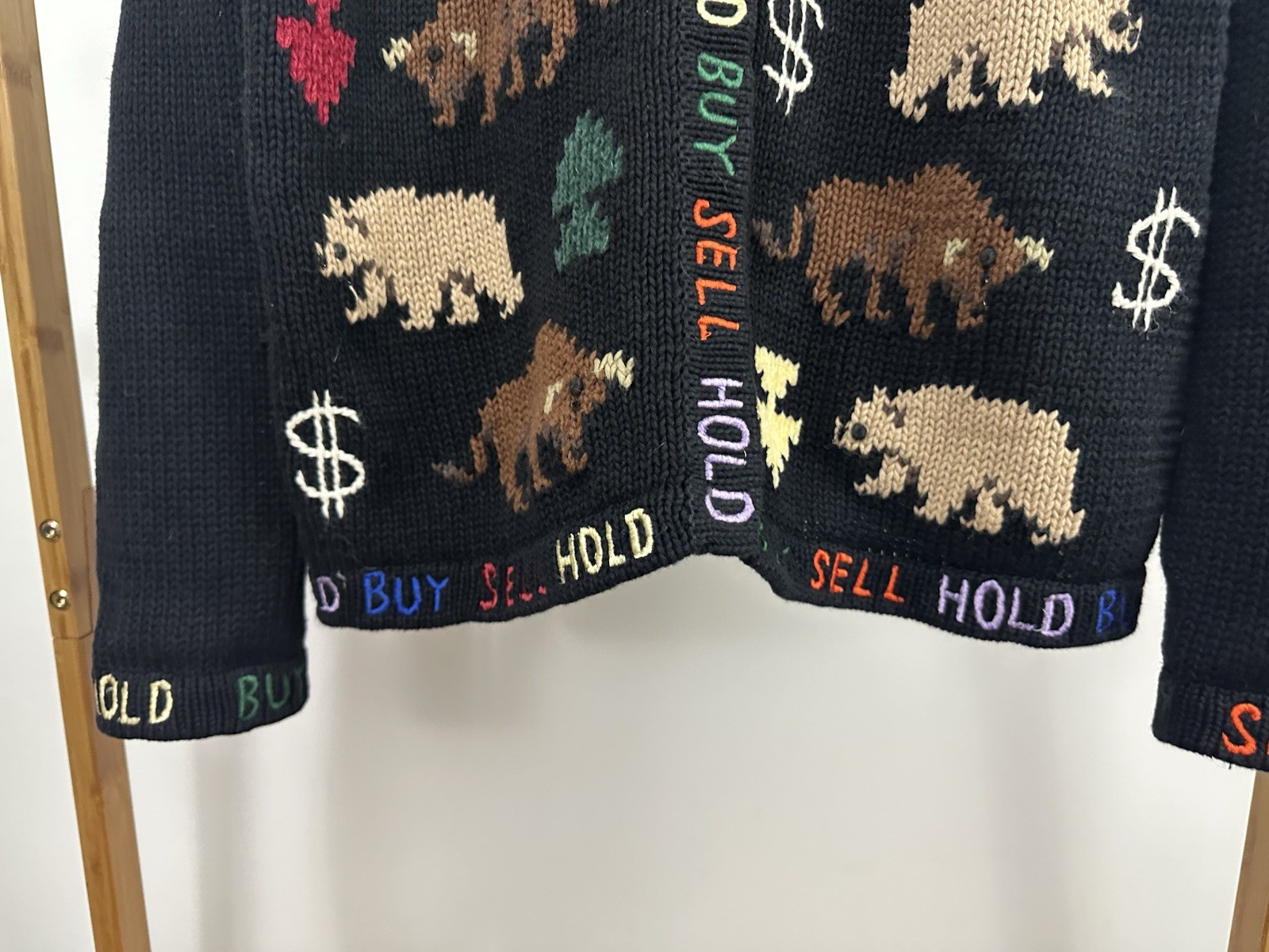 VTG Stock Crypto Market Bull Bear Sell Buy Hold S&P Nasdaq Knit Cardigan L image 5