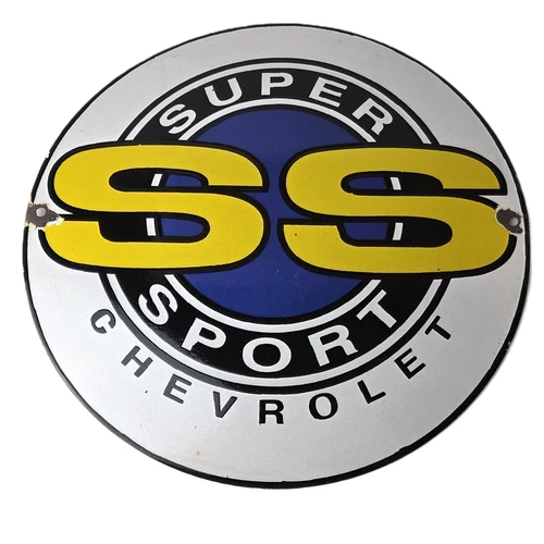 Vintage Chevrolet Porcelain Sign - Super Sport Automobile Motors 16 Inches Sign
