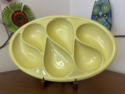 Red Wing Tray 802 Yellow Made In USA Pottery Vintage Retro