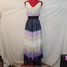 EXPRESS Size XS Purple and Cream Ombre Gradient Maxi Dress Wrap V Neck