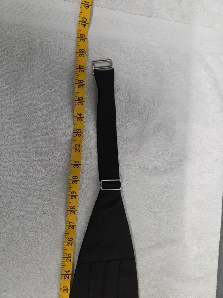 WALLACHS BLACK CUMMERBUND to fit 28" to 48"-Silk Satin-Pleated Embroidered Frog - Image 3 of 4