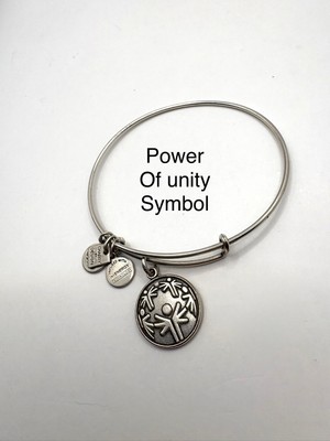 Alex & Ani  POWER OF UNITY  bangle Bracelet Silver Plate Inspirational See Pics