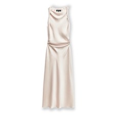 Zara Midi Dress Champagne Satin Size S Women’s Sleeveless Evening Occasion