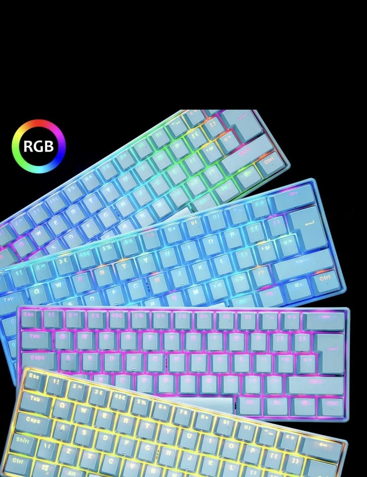 60% Mechanical Gaming Keyboard Blue Switch 68 Keys Wired RGB Gaming Mouse No Box - Image 3 of 4