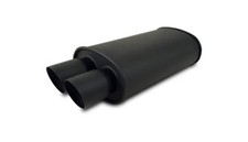 Vibrant StreetPower FLAT BLACK Oval Muffler with Dual 3in Outlets - 2.5in inlet