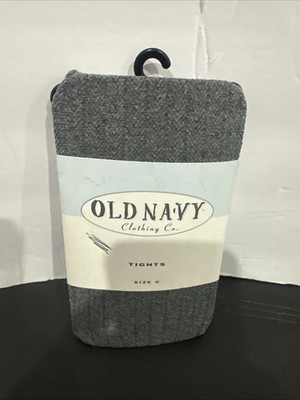 Vintage Old Navy Gray Herringbone Textured Tights Size C Made USA NOS Sealed