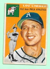 (1) LOU LIMMER  1954 TOPPS # 232 ATHLETICS ROOKIE  BASEBALL VG CARD (N1691). rookie card picture