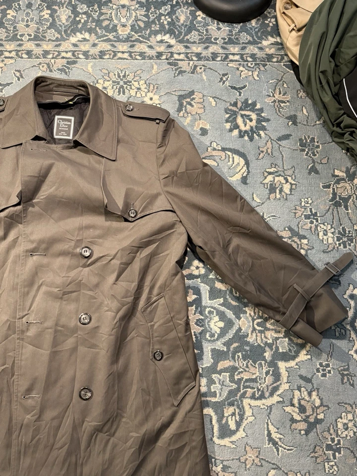 Винтажный мужской Christian Dior Monsieur 44R Тренч водостойкий без подкладки - Изображение 4 из 4