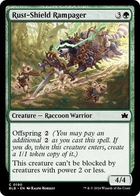 MTG Rust-Shield Rampager Bloomburrow C Creature Raccoon Warrior NM