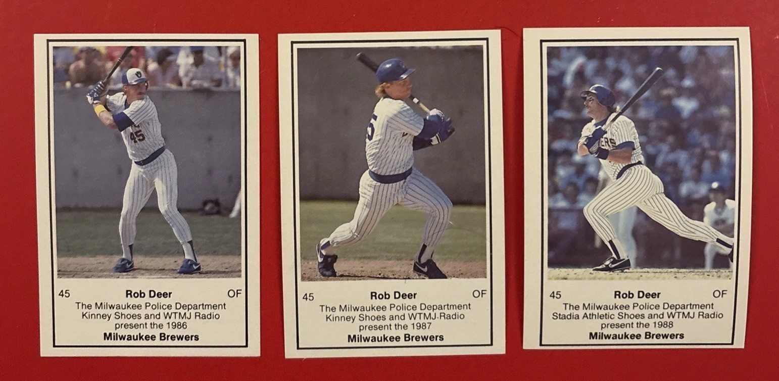 MILWAUKEE BREWERS ROB DEER MLB Baseball Police Card Lot Set of 3 Different 1987