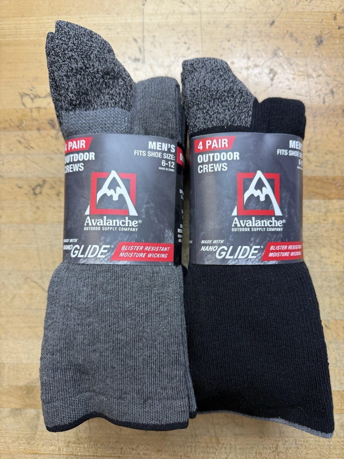 Avalanche Men Nano Glide Crew Socks 6-12 Shoe 8 Pairs Variety Full Cushion NWT