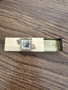 Vintage Brass Postage Stamp Slide Drawer Box Framed 5 Cent Stamp