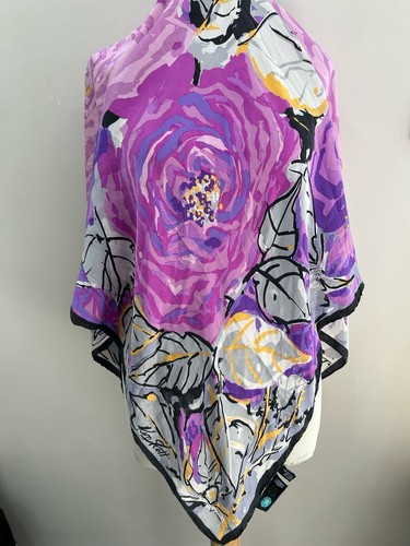 S31# Ken Scott Multicolore Monogram Silk Scarf 40/41 Inch Has Pulled Thread - 第 1/9 張圖片
