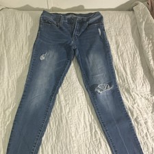 AERO High Rise Distressed Medium Wash Skinny Blue Denim 5-Pocket Women's Jeans