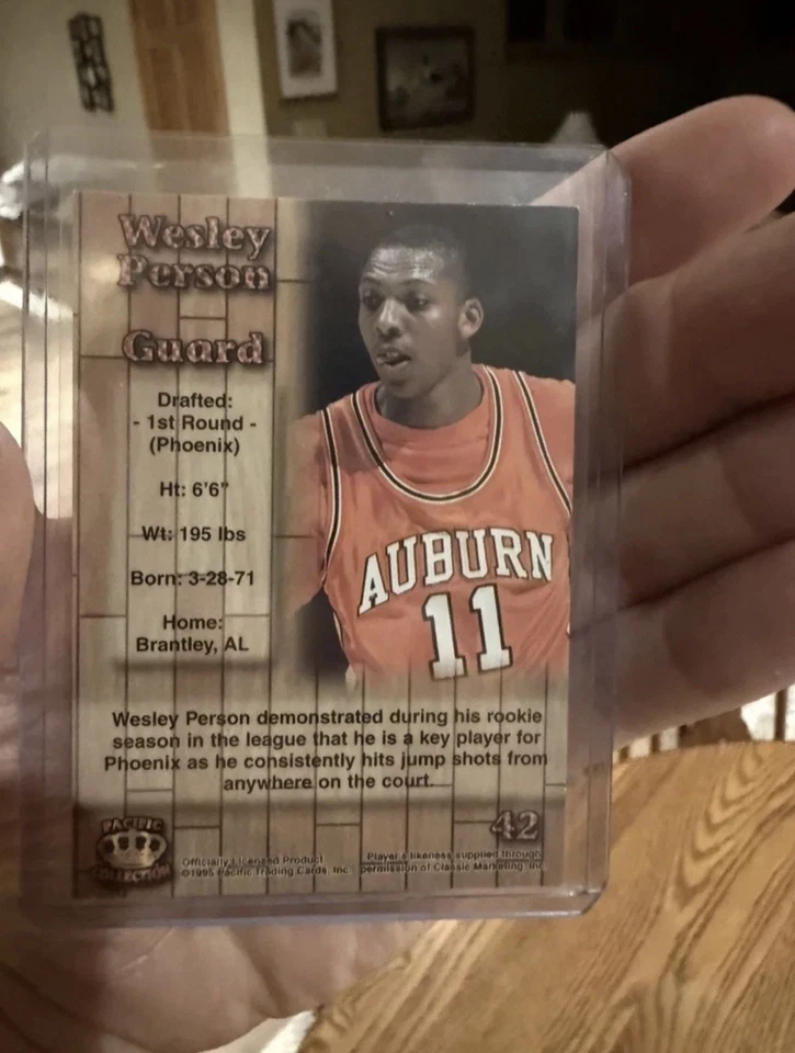 1995 Pacific Collection Wesley Person #42 Auburn Suns | Red Draft - RC | Raw - Image 2 of 2
