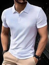New Men's Short Sleeve Collar Polo Shirts Summer Solid Color Casual Polo Shirt T