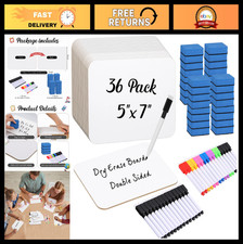 36 Sets Mini Dry Erase Whiteboards 5"x7" Double-Sided Small Classroom Supplies