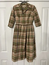 Hearts and Found Natalie in Plaid Cotton Zip Front Fit & Flare Shirt Dress M
