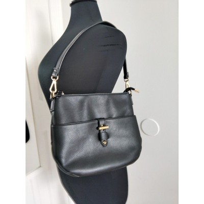 INC International Concepts Black Shoulder Bag Gold Hardware w/ Removable Straps
