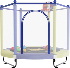 60" Trampoline for Kids, 5 FT Indoor  Outdoor Toddler Baby Trampoline with Bask