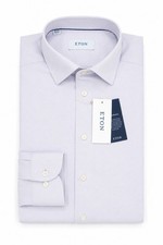 Men Eton 4-Way Stretch Dress Purple Shirt Slim Fit Size 40 15 3/4