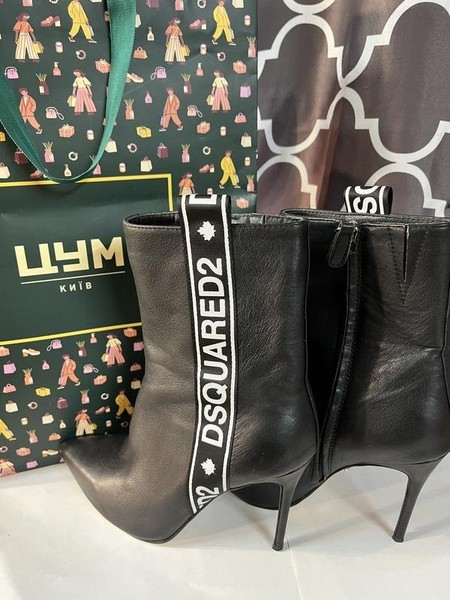 Women Dsquared² Ankle Boots Black Leather 38.5