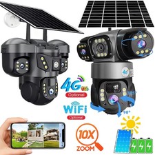 3 Lenses Solar Wireless Security Camera Solar Powered PTZ WiFi/4G CCTV Outdoor