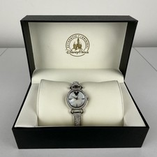 Disney Parks Authentic Original Mickey Mouse Watch Silver Crystal Japan Steel
