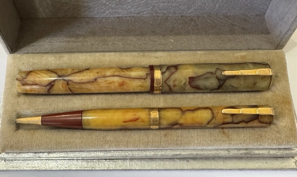 Set Waterman Lady Patricia Fountain Pen + Pencil, ONYX,  Orig. Box 14k Flex Nib - Image 2 of 4
