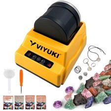 VIYUKI Rock Tumbler Kit Includes Rough Gemstones, 4 Polishing Grits, Yellow