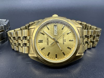 Seiko Sports 50 Gold Tone Dial Day Date 7N43-8849 & Citizen 2510