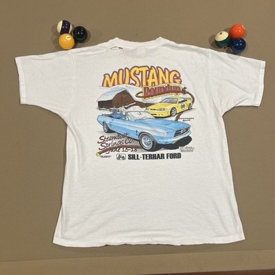 Vintage 90s Fruit of the Loom Ford Mustang Roundup Graphic Tee White XL