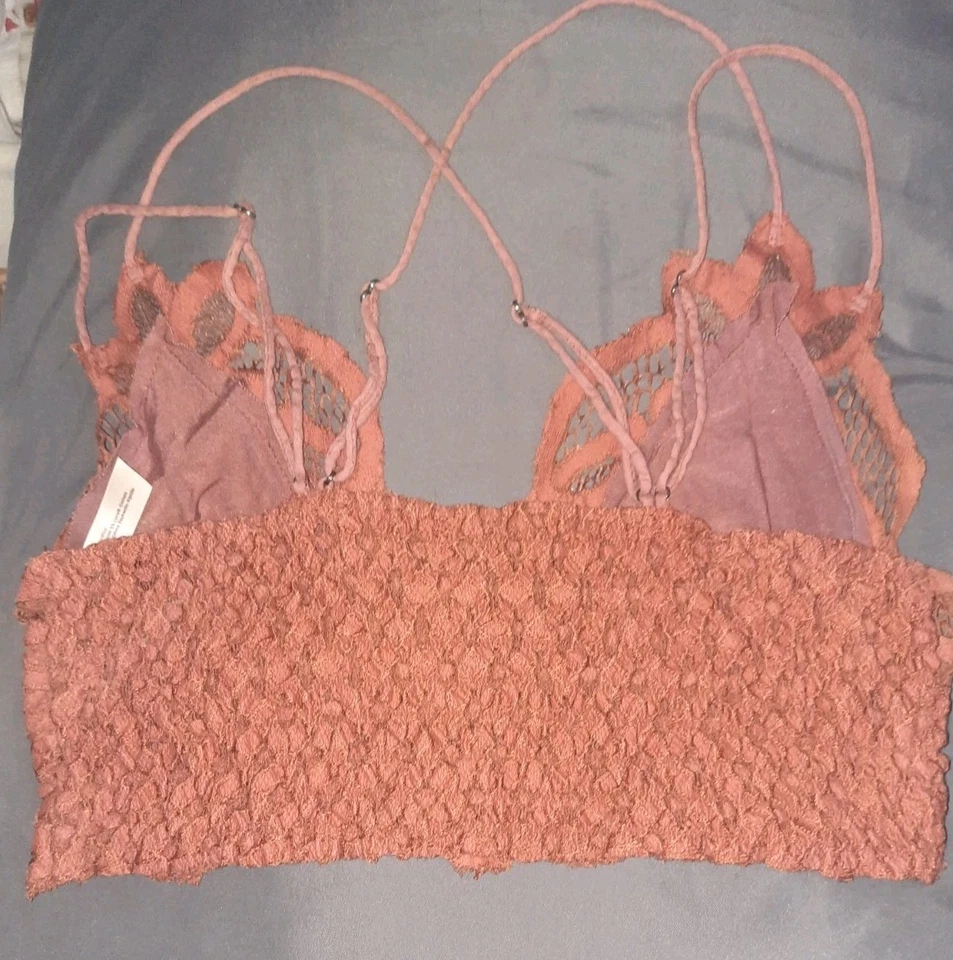 Sexy bralette FREE PEOPLE Adella para mujer pequeño naranja cobre encaje correas de festival Foto 2 de 3