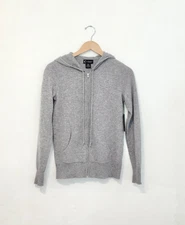 C by Bloomingdale's Cashmere Cashmere Zip Hoodie size XS in Medium Grey NWT