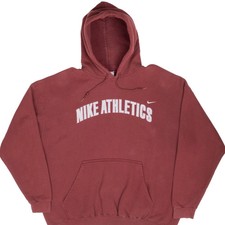 VINTAGE NIKE ATHLETICS BURGUNDY HOODIE SWEATSHIRT 1990S XL MADE IN USA