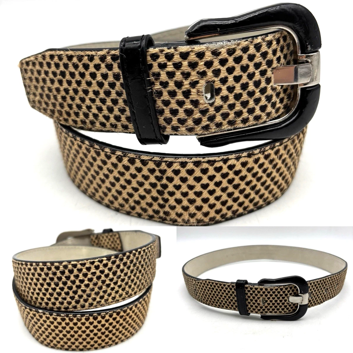 Vintage Vegan Cloth Black And Beige Polka Dot Belt Unbranded Faux Leather Polka Dot Belts for Women for sale | eBay main image 4