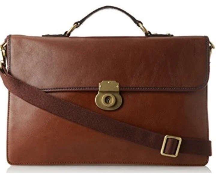 Maletín/Attac de cuero real con cartera de bienes fósiles (coñac) Foto 2 de 2