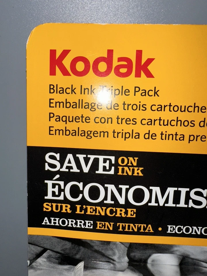 Conjunto de cartuchos de tinta Kodak 10B genuíno fabricante de equipamento original pacote triplo preto novo lacrado - Imagem 2 de 4