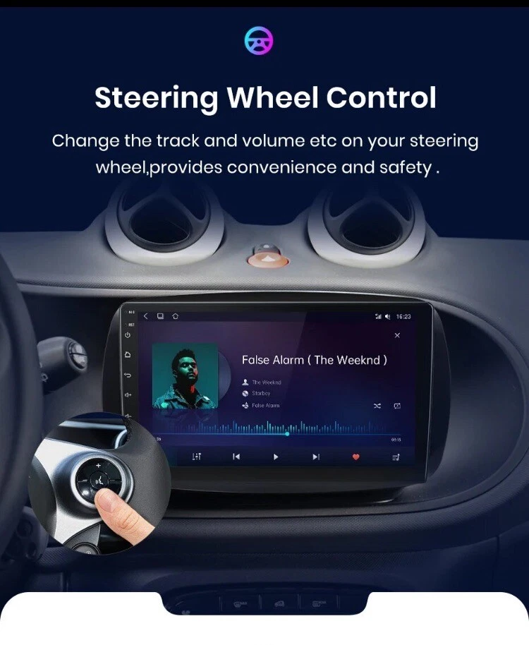 Autoradio Smart Fortwo 453 Android 14 2G+32GB CarPlay-AndroidAuto Wireless - Immagine 4 di 4